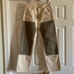 NWT Rudy Jude Utility Jeans Natural/Sage Coloblock Size 2